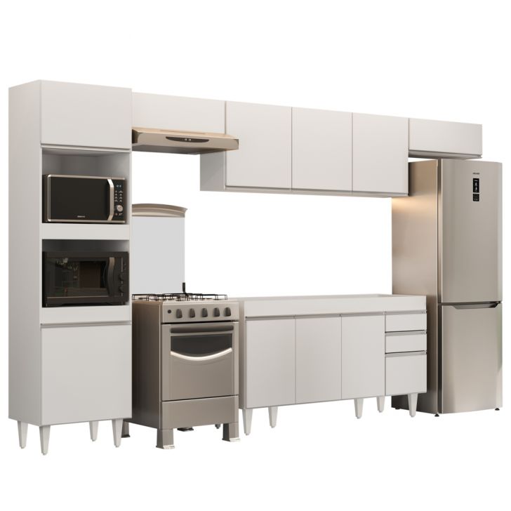 Armário de Cozinha Modulada 5 Peças CP13 Balcão Branco - Lumil