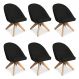Kit 06 Poltronas Cadeira Giratória Bela Suede Preto Base de Madeira - Pallazio