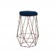 Banqueta Decorativa Rubel Base Bronze Veludo Azul G41 - Gran Belo