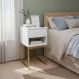 Kit Duas Mesas De Cabeceira 30cm Branco Eco Industrial 1 Gaveta E 1 Nicho Com Base De Metal Dourada Para Lateral Da Cama Fl Decor