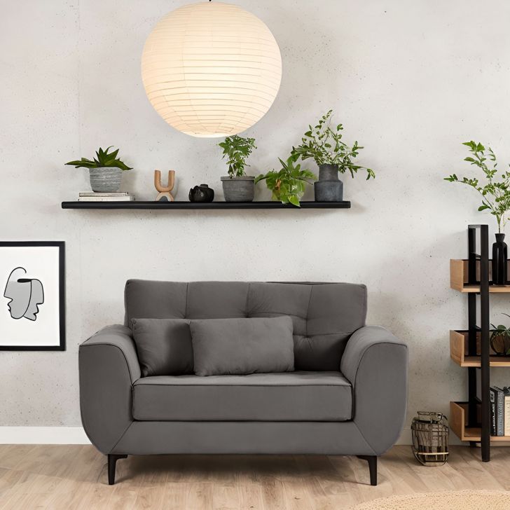 Sofá 2 Lugares Piacenza Suede Cinza 152 Cm