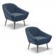 Kit 02 Poltronas Giovana Suede Azul Marinho Pés Palito de Ferro - D'Rossi