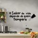 Frase de Parede em Relevo Cozinha Sabor da Vida 80x29 Preto
