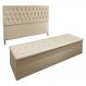 Kit Cabeceira e Calçadeira Baú Queen 1,60m Madrid Suede Bege - Pallazio