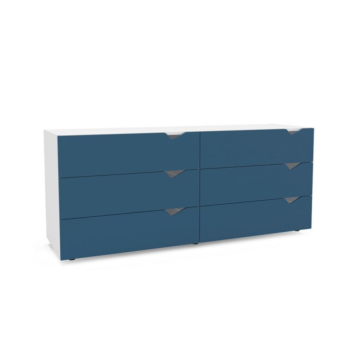 Cômoda Porto 6 Gavetas Azul e Branca