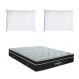 Colchão Casal Molas Ensacada Elegant Superpocket (28x138x188) Preto com 2 Travesseiros Guldi Soft Nasa Branco