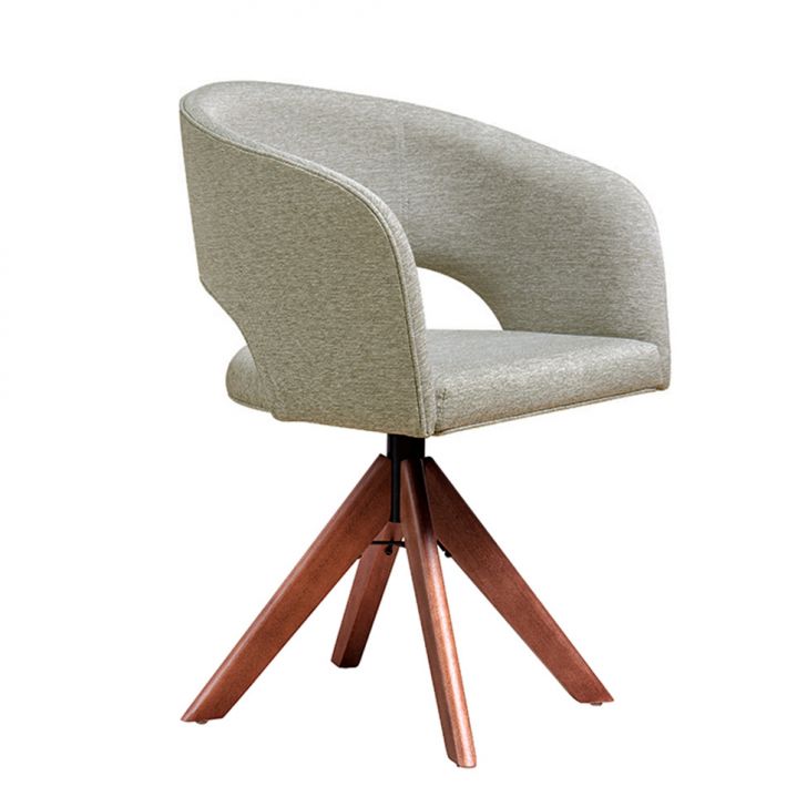 Cadeira Giratória Poliana Off White e Madeira