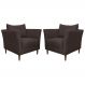 Kit 2 Poltronas Decorativa Sala de Estar Pés Palito Lubbock Couro Marrom G58 - Gran Belo