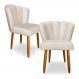 Kit 2 Cadeiras de Jantar Pétala Estofada Pés Palito Veludo Bege - Montanaris Decor