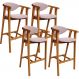 Kit 04 Banquetas Alta Para Cozinha Bancada Bar Sala de Jantar Fixa Cecília L02 Suede Rosê - Lyam