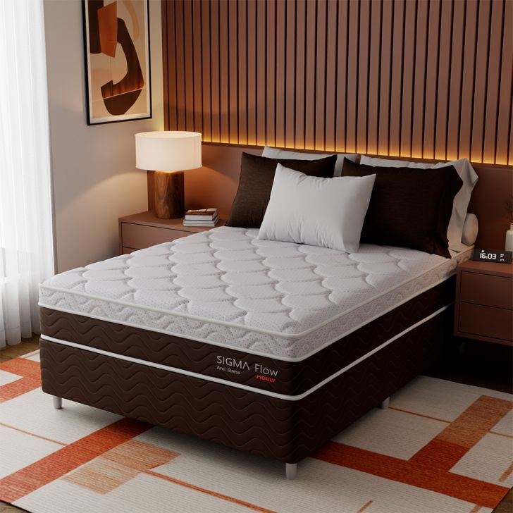 Cama Box Com Colchão Casal Sigma Flow Anti Stress (23x138x188)