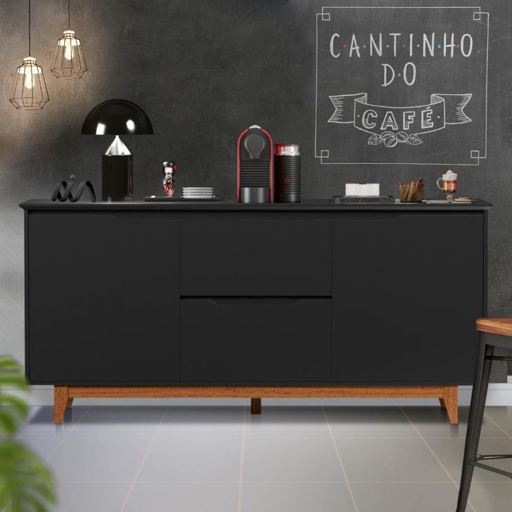 Aparador Cantinho Do Café Preto Freijó Flex Figueira Shop JM