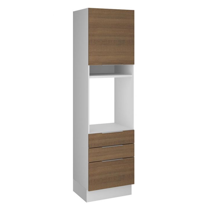 Torre Quente Madesa Stella 60 cm 1 Porta 3 Gavetas - Branco/Rustic