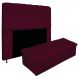 Kit Cabeceira e Calçadeira Baú Estofada Mel 140 cm Casal Com Capitonê Suede Bordô - Amarena Móveis