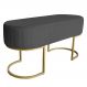 Banco | Banqueta Recamier Estofado Luana Base Gold Veludo Cinza - Montanaris Decor
