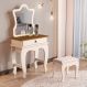Penteadeira Infantil Laila Premium Com Banqueta Pérola Nature