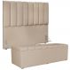 Kit Cabeceira Cama Box Casal 140cm Com Calçadeira Recamier Baú Dália W01 Suede Bege - Lyam Decor