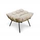 Puff Costela Suede Bege Base Metálica - Pallazio