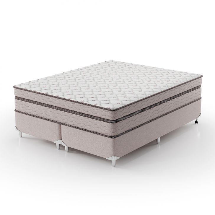 Cama Box King Com Colchão Sonhare Mola Ensacada Bege