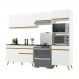 Armário de Cozinha Compacta 252cm Veneza Multimóveis V3693 Branco/Dourado
