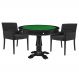 Mesa de Jogos Carteado Victoria Redonda Tampo Reversível Preto com Kit 2 Cadeiras Vicenza Suede Preto Fosco G36 G15 - Gran Belo