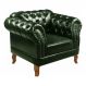 Poltrona Chesterfield Dom Pedro Vintage Retrô Capitonê Couro Verde