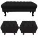 Kit 01 Puff Calçadeira Retrô 1,00 Metro Luis Xv Mais 02 Puffs 50X40 cm Capitonê Suede Preto - DS Estofados