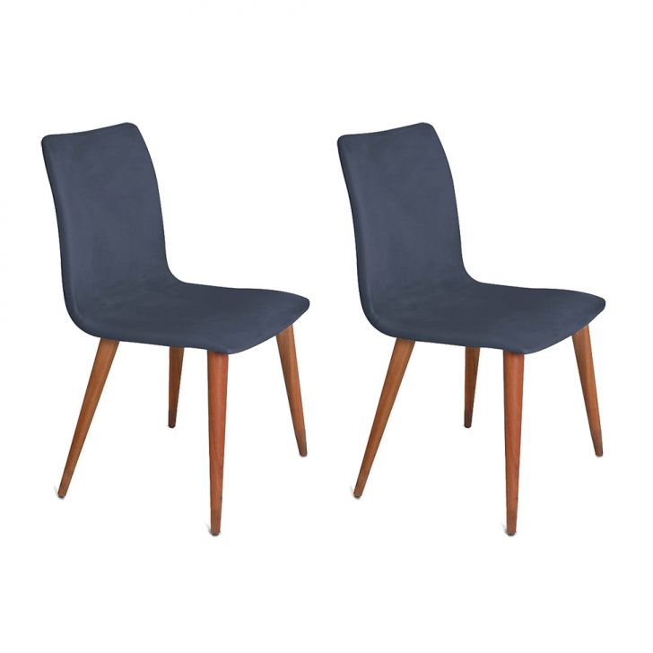 Conjunto Com 2 Cadeiras Luanda Veludo Azul Marinho