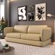 Sofá Living 3 Lugares 265cm Pés Madeira Dalian Couro Bege G52 - Gran Belo