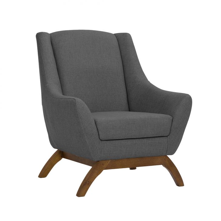 Poltrona Juliet Linho Mescla Chumbo E Madeira