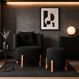 Kit Poltrona e Puff Luna Decorativa Curvo Orgânico Boucle Preto - Montanaris Decor