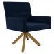 Poltrona Decorativa Sala de Estar Giratória Base Giromad Madeira Angel B-304 Veludo Azul - Domi