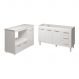 Balcão Armário Cozinha Carine Gabinete de Pia 140 cm e Balcão Lilian para Forno Elétrico e Microondas Branco