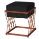 Puff Decorativo Tróia Base Bronze Veludo Preto - Montanaris Decor