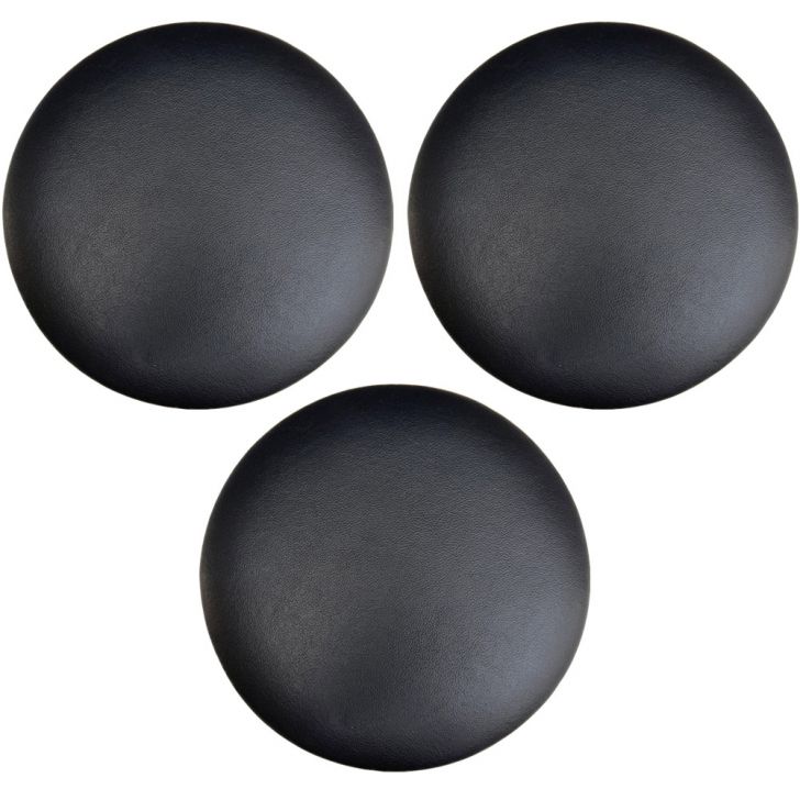 Kit 03 Assentos Redondo Banqueta Cadeira Estofados Poltronas H02 Corino Preto 39 cm - Lyam Decor