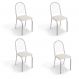 Conjunto com 4 Cadeiras de Cozinha Noruega Cromado e Branco
