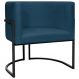 Poltrona Decorativa Para Sala Recepção Manicure Escritório Luna Suede Azul Marinho Base de Ferro Preto