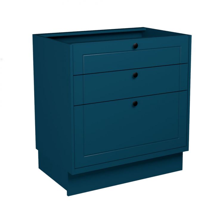 Balcão De Cozinha Sem Tampo Évora 3 Gavetas Azul Orion