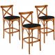 Kit 03 Banquetas Altas Cozinha Bancada Bar Sala de Jantar Estofada Ávila L02 Suede Preto - Lyam