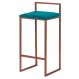Banqueta Decorativa Jasmine Base Bronze Suede Azul Claro - Gran Belo