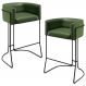 Kit 02 Banquetas Decorativas Fixa Base de Aço Preto Betina D02 Corano Verde Musgo B-89 - Lyam Decor