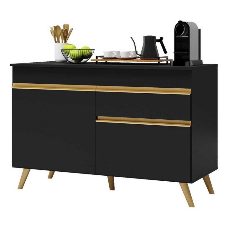 Balcão Cozinha Gabinete Pia 120 cm 2 Portas 1 Gaveta Veneza GB Multimóveis Preto