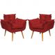 Kit 2 Poltronas Decorativa Para Sala Recepção Manicure Consultório Alice Suede Bordô Pés Trapézio
