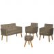 Kit Conforto Sala 1 Sofá Namoradeira 2 Poltronas 1 Puff Luxo MOBLAN decor