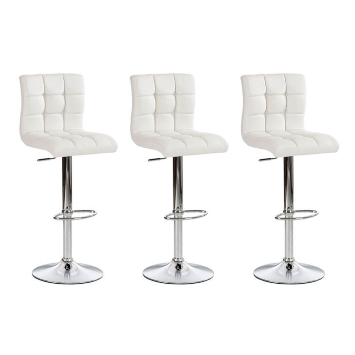 Conjunto com 3 Banquetas Giratórias Fitz Branco