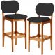 Kit 02 Banquetas Alta Para Cozinha Madeira Fixa Betta L02 Imbuia Facto Preto - Lyam Decor