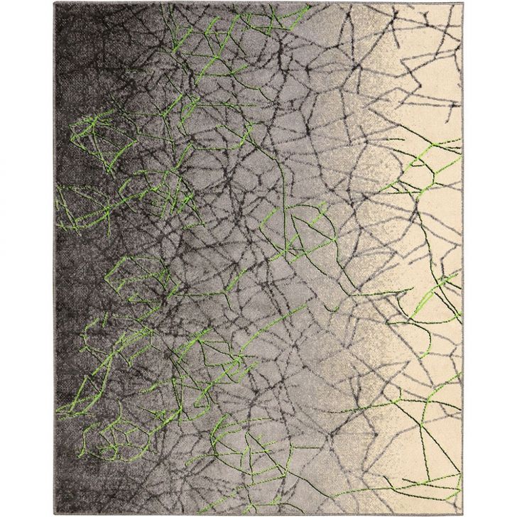 Tapete New Look Arabesco Retangular Veludo (200x250) Cinza e Verde