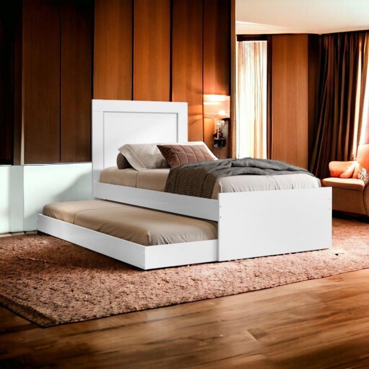 Cama Bibox Solteiro Luara Branco com 02 Colchões Cambel