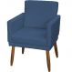 Kit 2 Poltronas Decorativas Reforçadas Beatriz Com Base Suede Azul Marinho Pé Castanho - Clique E Decore