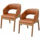Kit 02 Cadeiras de Jantar e Estar Living Estofada Lince L02 Couríssimo Camel - Lyam Decor